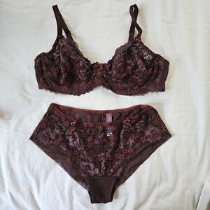 Adore Me Burgundy Lace Bra Set
